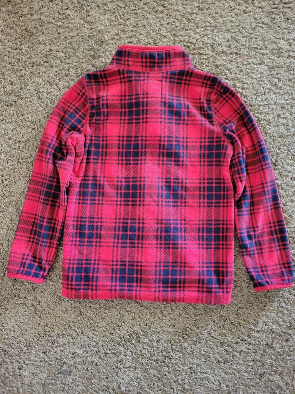 Osh Kosh Boy's Red Plaid 1/4 Zip Fleece Jacket